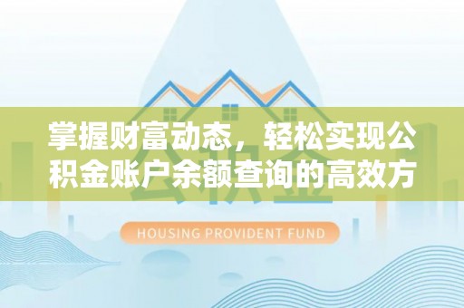 确山掌握财富动态，轻松实现公积金账户余额查询的高效方法