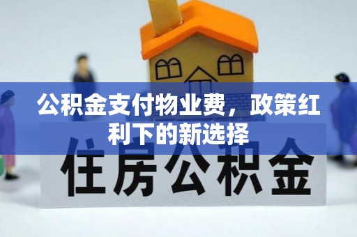确山公积金支付物业费，政策红利下的新选择